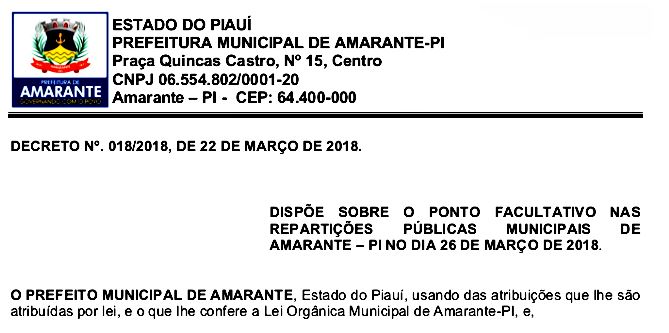 decreto ferido prefeitura de amarante