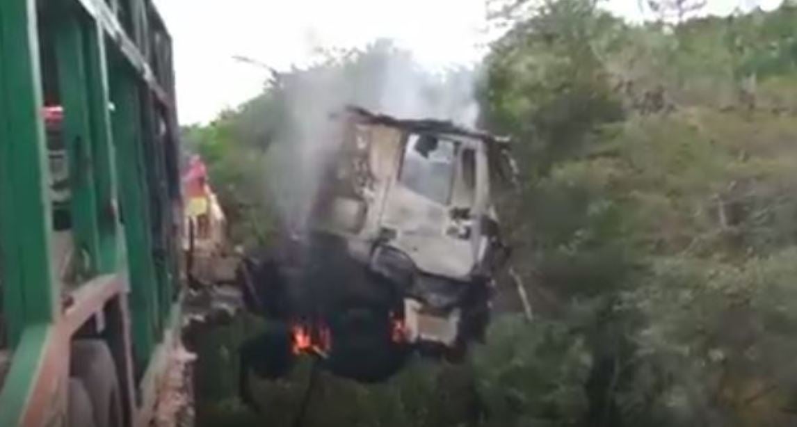 carreta pega fogo em ponte, codó Maranhão