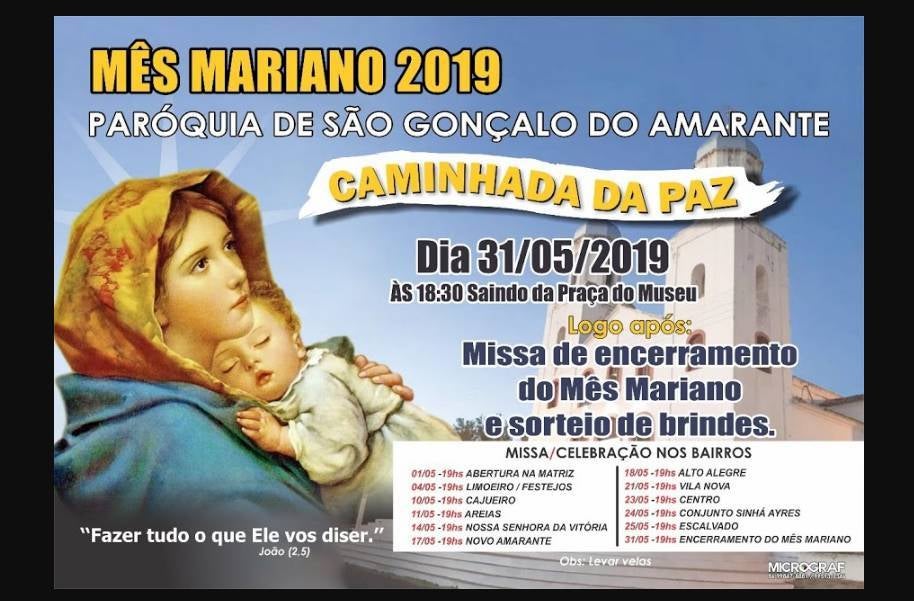 programação do Mês Mariano 2019 Amarante