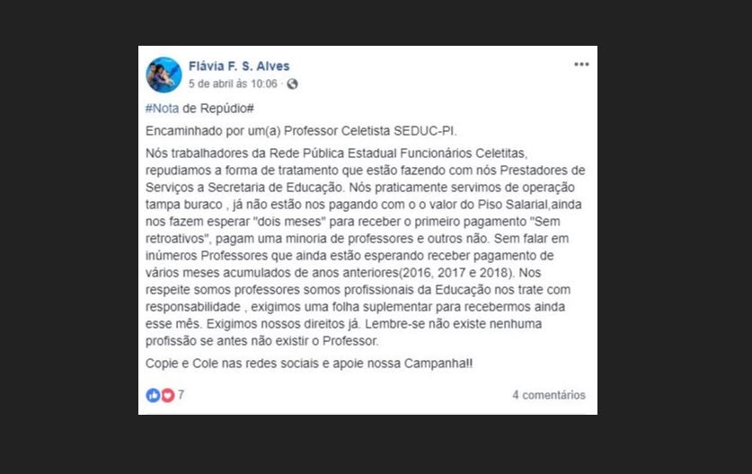 celetistas do piauí nota de repúdio