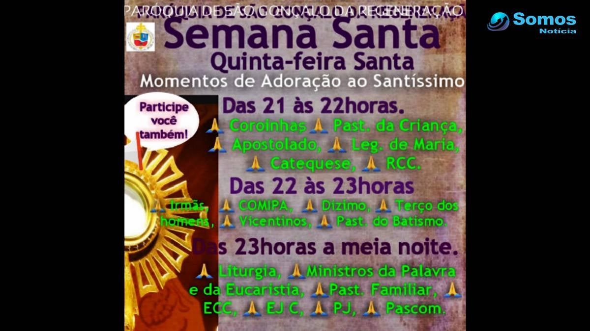 Semana Santa em Regeneração, programação