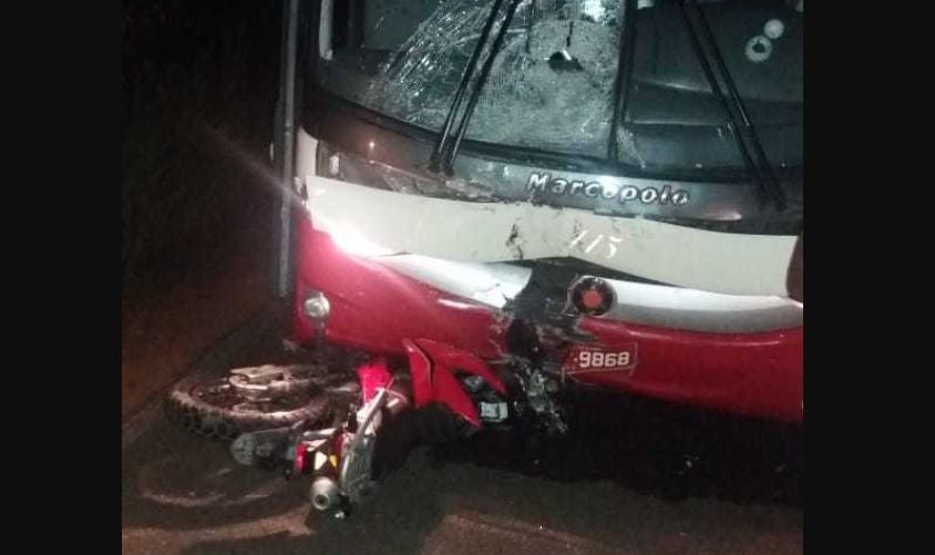 colisão frontal de moto com ônibus tanque do piauí