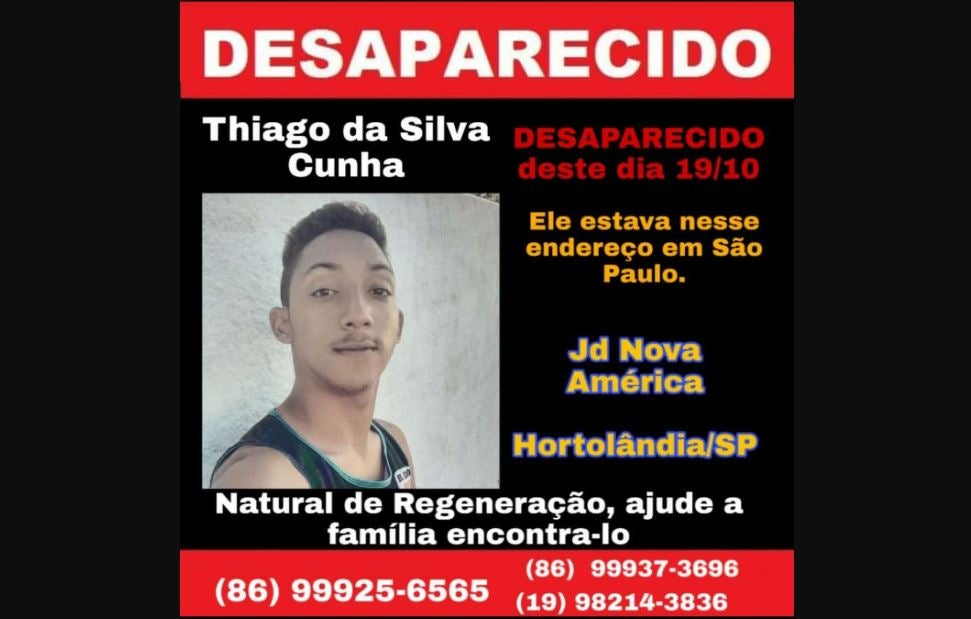 regenerense desaparecido em São Paulo