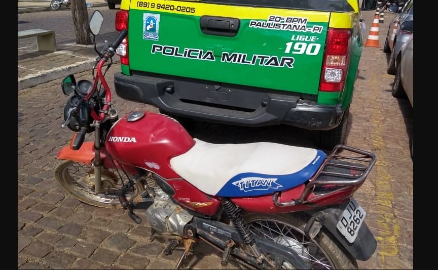 moto recuperada pela Polícia Militar de Paulistana