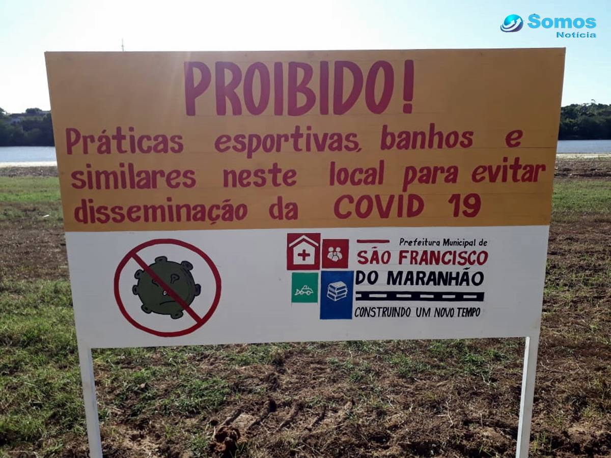 placa de proibição na praia de são francisco do maranhão