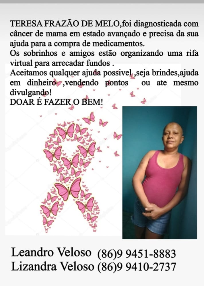 Em Amarante, sobrinhos fazem rifa para ajudar tia em tratamento contra o câncer de mama