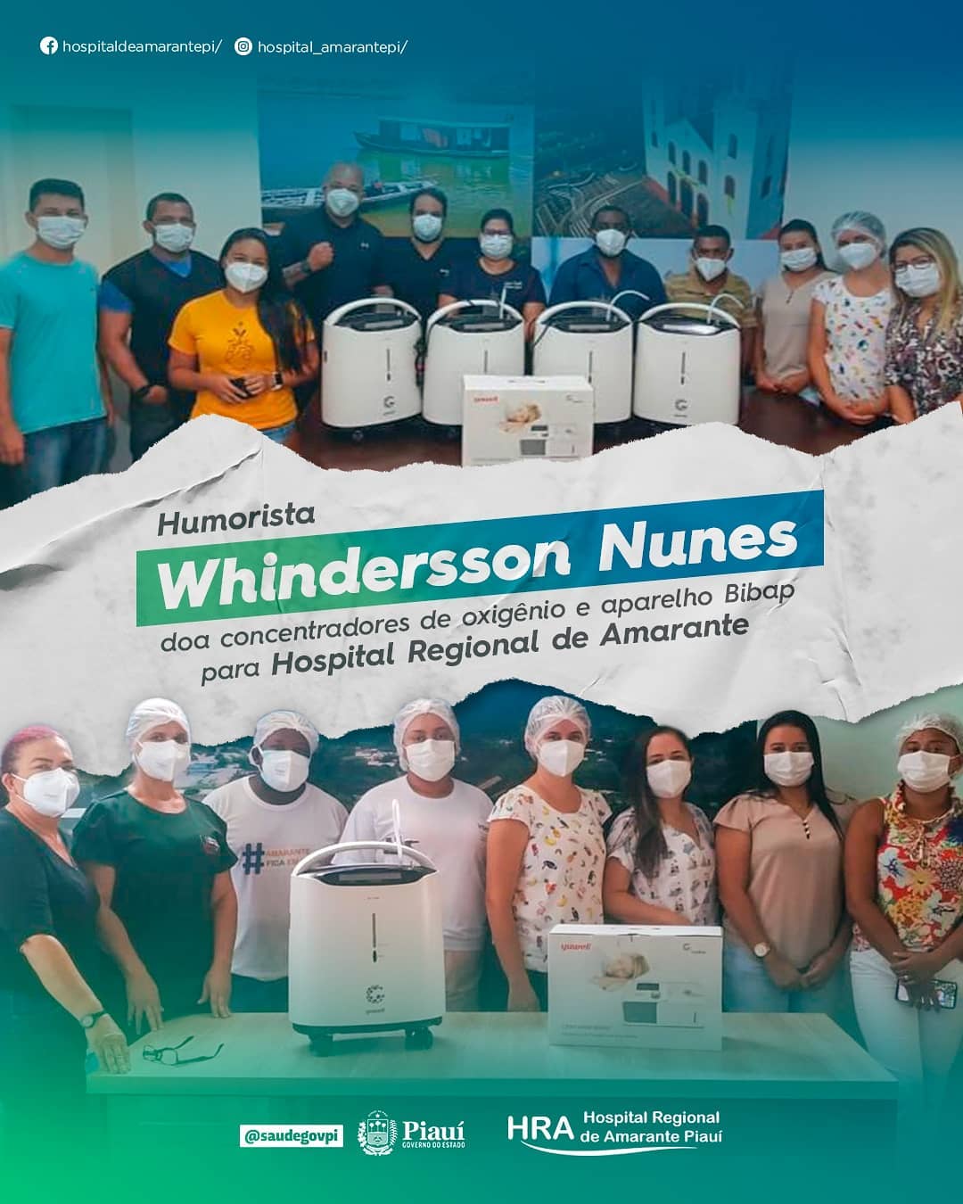 Whindersson Nunes doa equipamentos ao hospital de Amarante para tratamento da Covid-19 