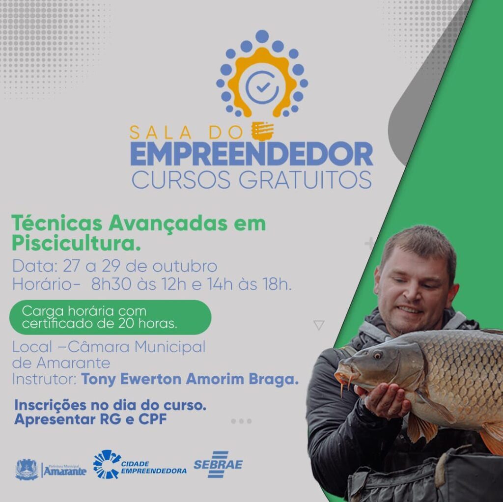 Em Amarante inscrição no curso de Técnicas Avançadas em Piscicultura