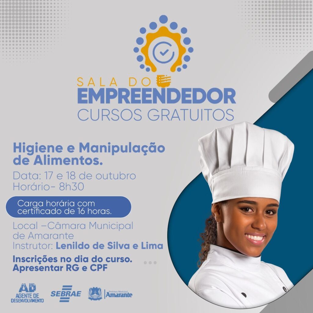 Prefeitura de Amarante vai oferecer curso de Higiene e Manipulação de Alimentos; veja!