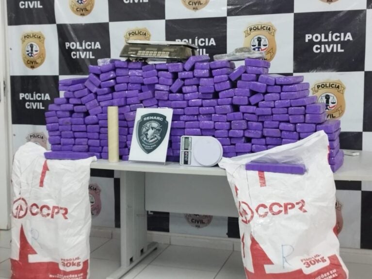 NA REGIÃO METROPOLITANA DE SÃO LUÍS, POLÍCIA CIVIL APREENDE 235 TABLETES DE MACONHA; UM HOMEM FOI PRESO