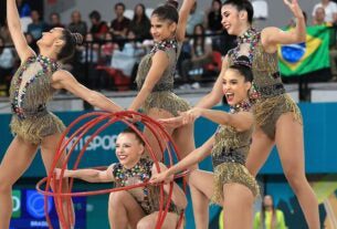 Ginástica rítmica do Brasil tem jornada dourada no Pan de Santiago