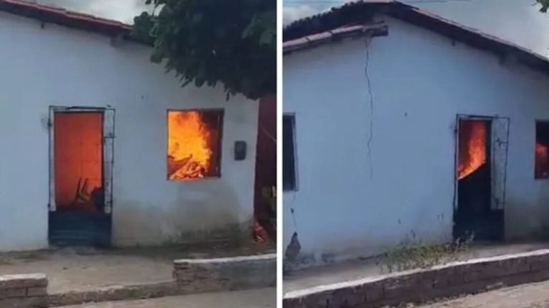 Jovem preso após incendiar casa da própria mãe em Barro Duro é conduzido à delegacia de Água Branca