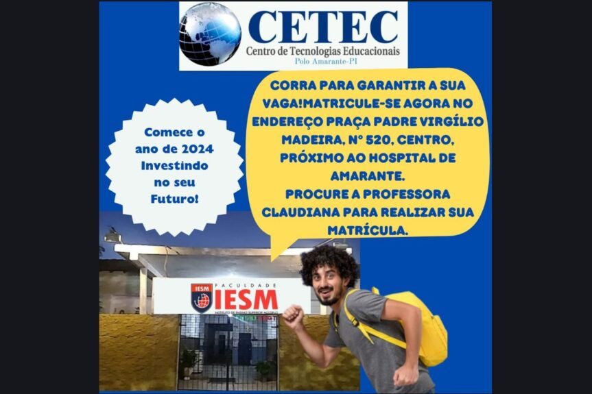 CETEC - O polo de Amarante-PI que oferece cursos nas áreas de educação, administração e enfermagem no IESM