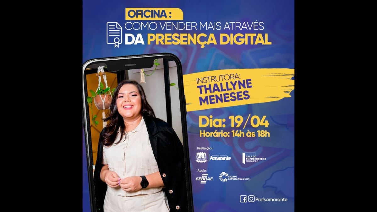 Amarante sedia oficina com dicas de vendas online. Participe dia 19/04, das 14h às 18h.