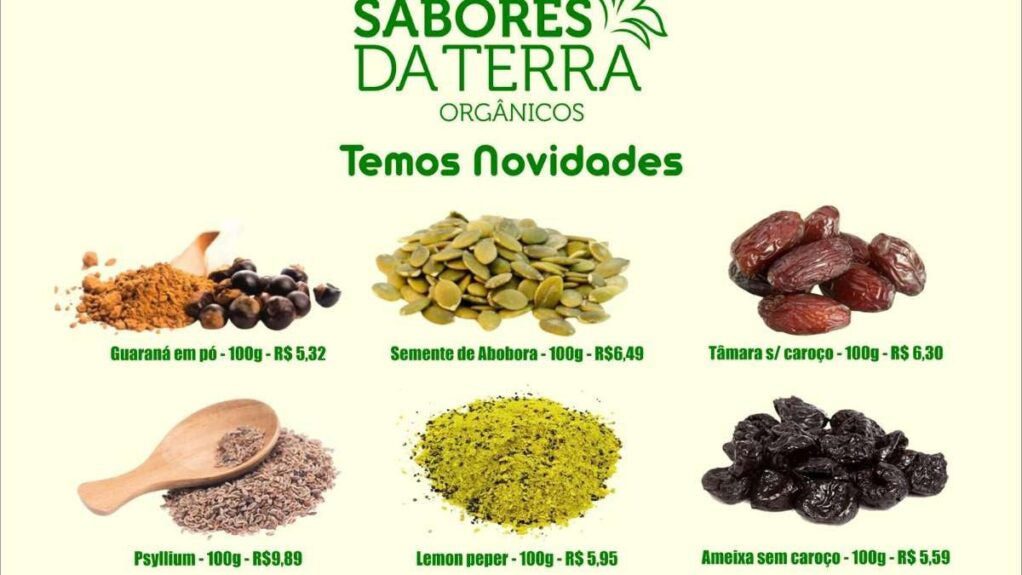 produtos organicos e saudáveis na loja sabores da terra