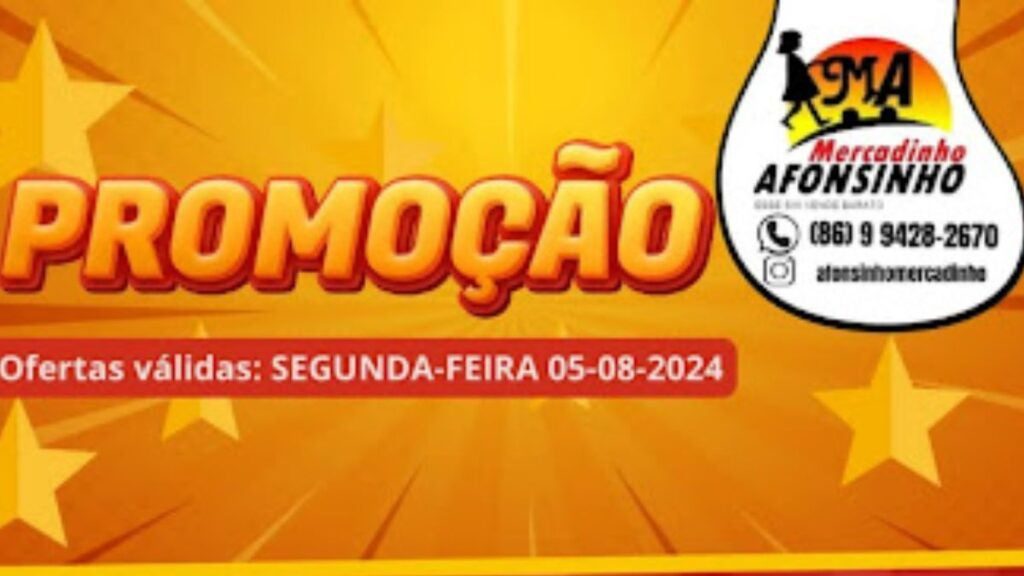 Veja as ofertas especiais desta segunda-feira no Mercadinho Afonsinho