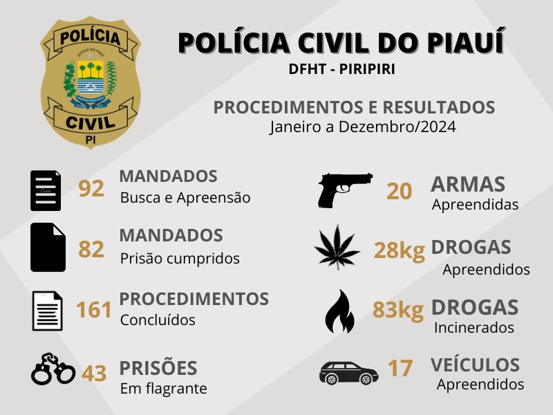 Polícia Civil contabiliza números da DFHT de Piripiri em 2024