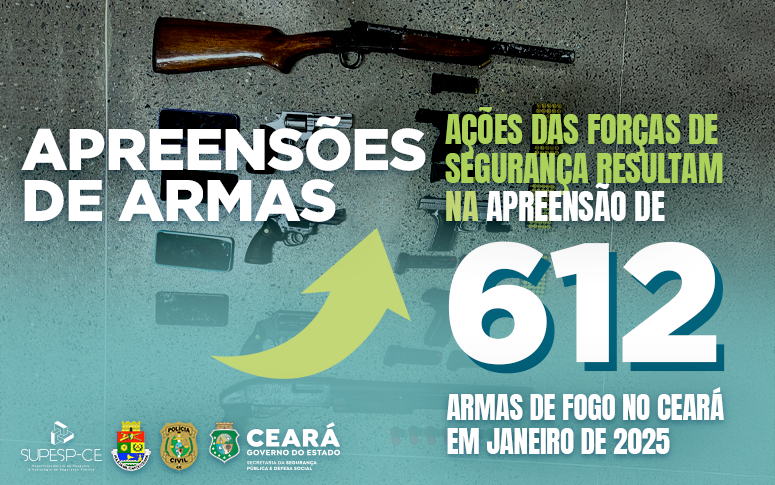 Ações das Forças de Segurança resultam na apreensão de 612 armas de fogos em janeiro de 2025