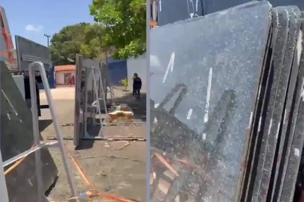 Homens esmagados por placas mármore Codó