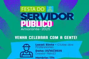 Arte gráfica de divulgação da Festa do Servidor Público em Amarante