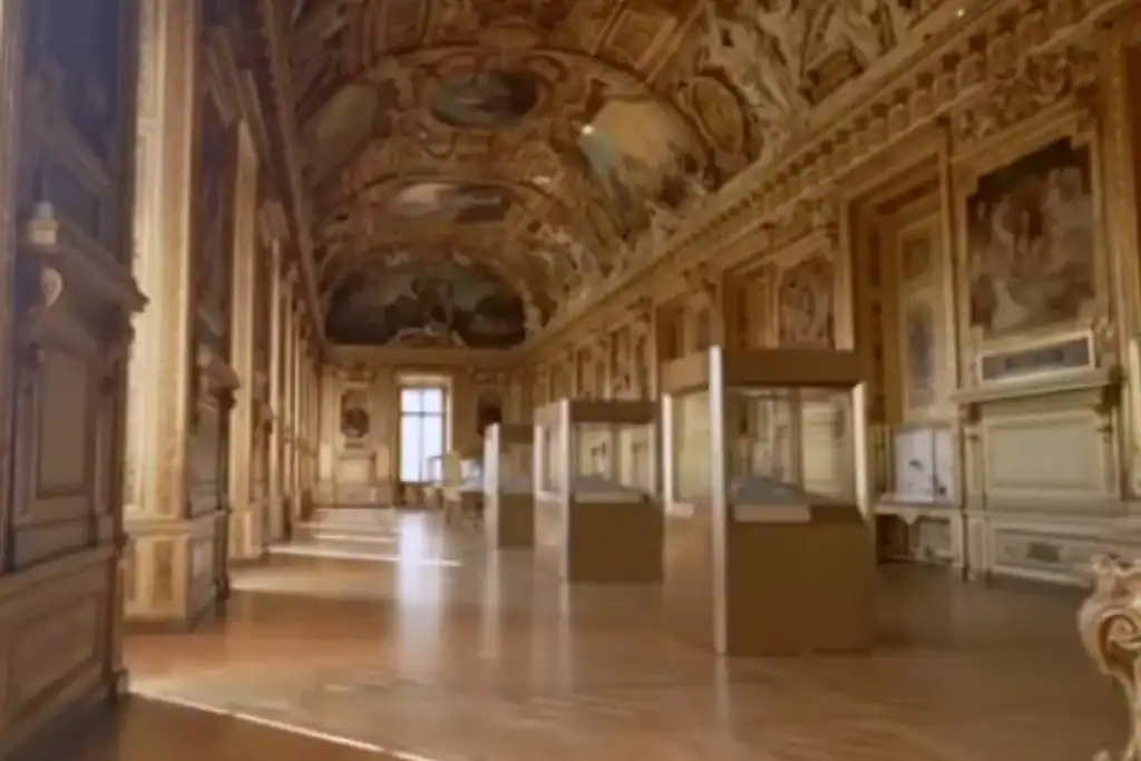 Vista do interior da Galeria d'Apollon, no Museu do Louvre