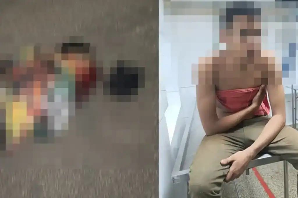 Policial ferido e corpo de assaltante morto em Teresina (imagem borrada)