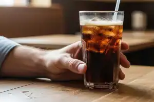 Mão segurando garrafa de refrigerante em investigação de intoxicação