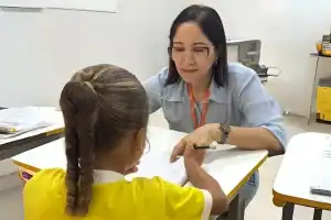Secretária Oldênia Guerra durante aulão preparatório para o SAEB em Bom Jesus PI.
