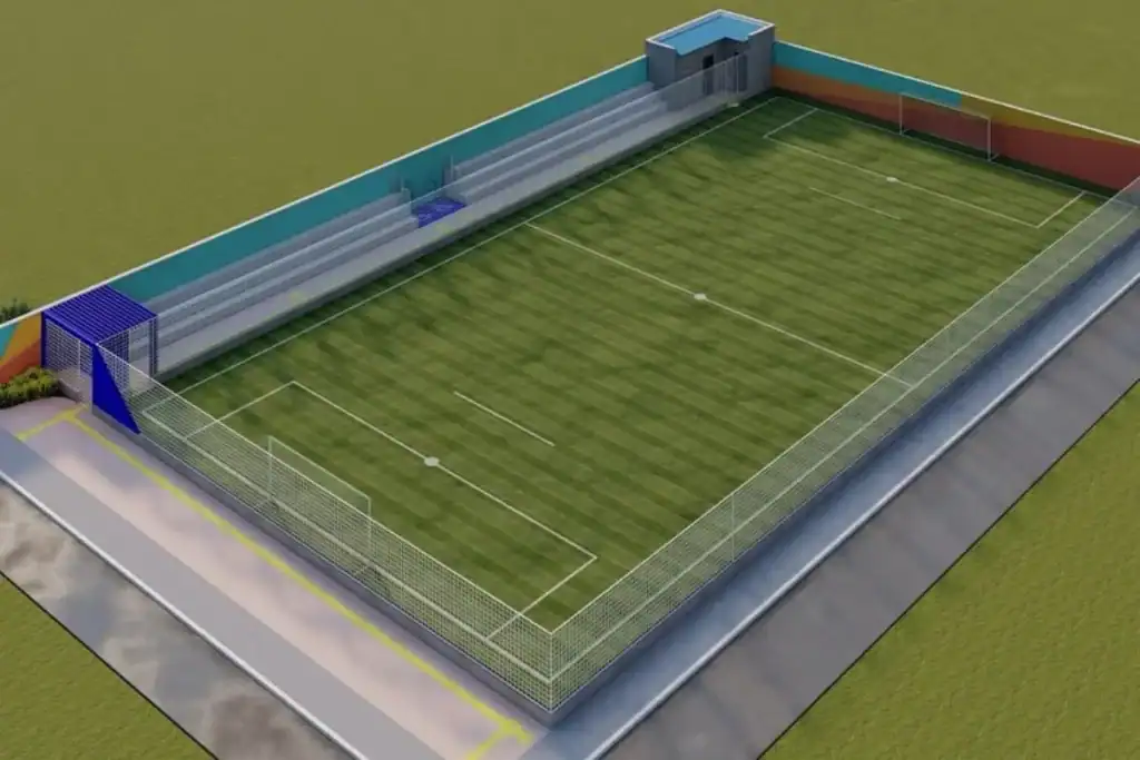 Maquete do projeto de campo society em Amarante com grama sintética