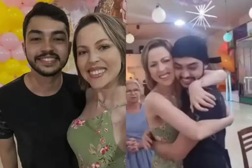 Doador Arthur Colares e ex-paciente transplantada Ritcheli Stein sorrindo