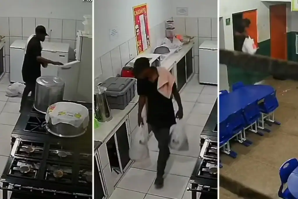 Montagem de foto do suspeito preso e carne apreendida, resultado da investigação de furto em Oeiras, Piauí.