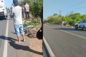 Equipes de perícia e IML atuam no local onde irmãos foram atropelados na rodovia PI-112.