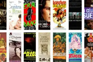 Pôsteres de filmes como Tropa de Elite e Central do Brasil