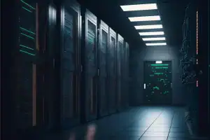 Técnico analisando discos de servidor danificados em bancada