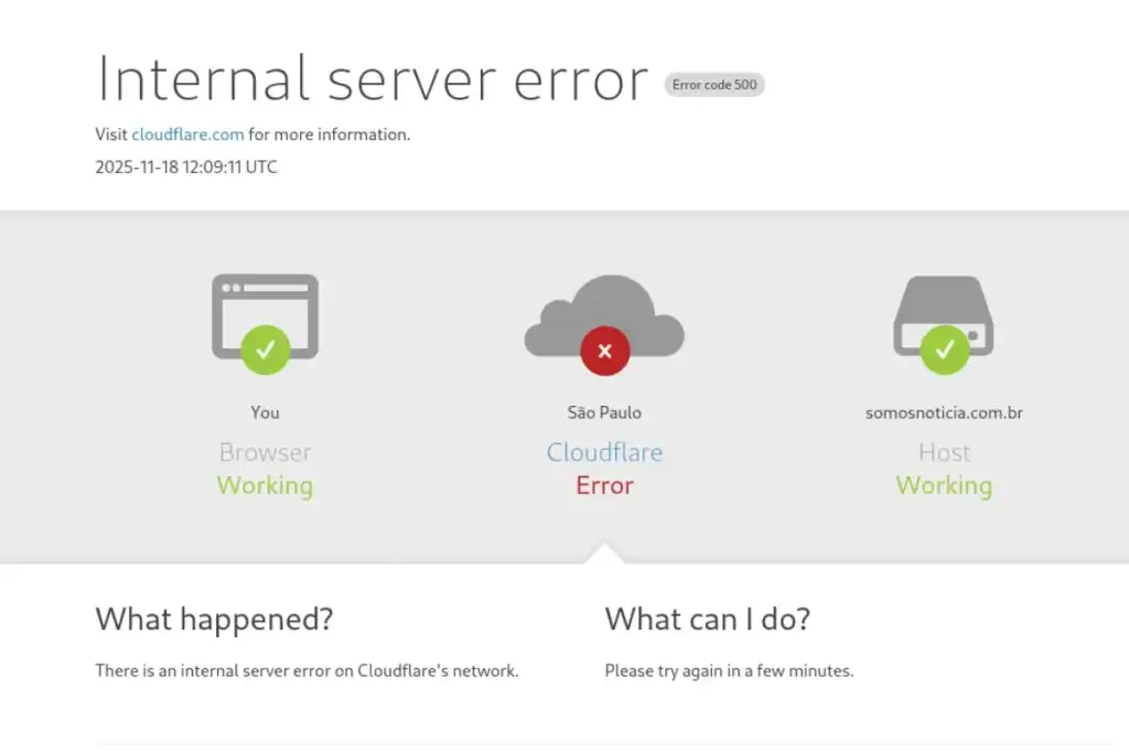 Captura de tela mostrando uma mensagem de erro de Challenges Cloudflare