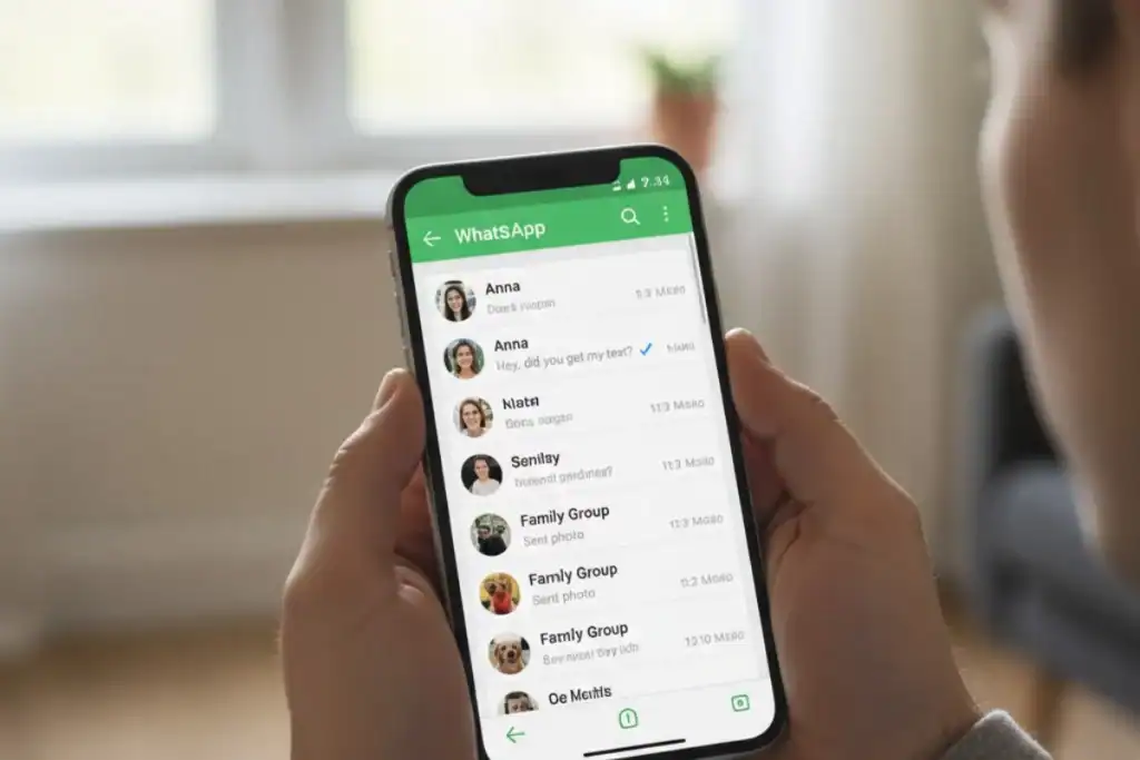 Pessoa usando o aplicativo WhatsApp em um celular