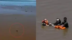 Helicóptero da Polícia Militar e embarcação dos Bombeiros resgatam família no Rio Paraná, Presidente Epitácio