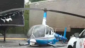 Helicóptero da Rede Bandeirantes danificado após pouso forçado na zona norte de São Paulo