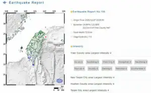 Edifícios em Taipei ou Yilan após terremoto de magnitude 7 em Taiwan.