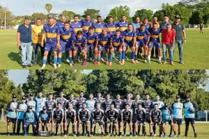Jogadores do Teresina Esporte Clube e São Francisco do Maranhão em campo durante amistoso.