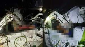 Caminhonete danificada na BR-135 em Corrente, Piauí, após acidente fatal que vitimou engenheiro agrônomo Felipe Ferreira Lopes