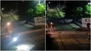 Viaturas da polícia em cena de confronto no Crato, Ceará, após tiroteio com criminosos de facção.