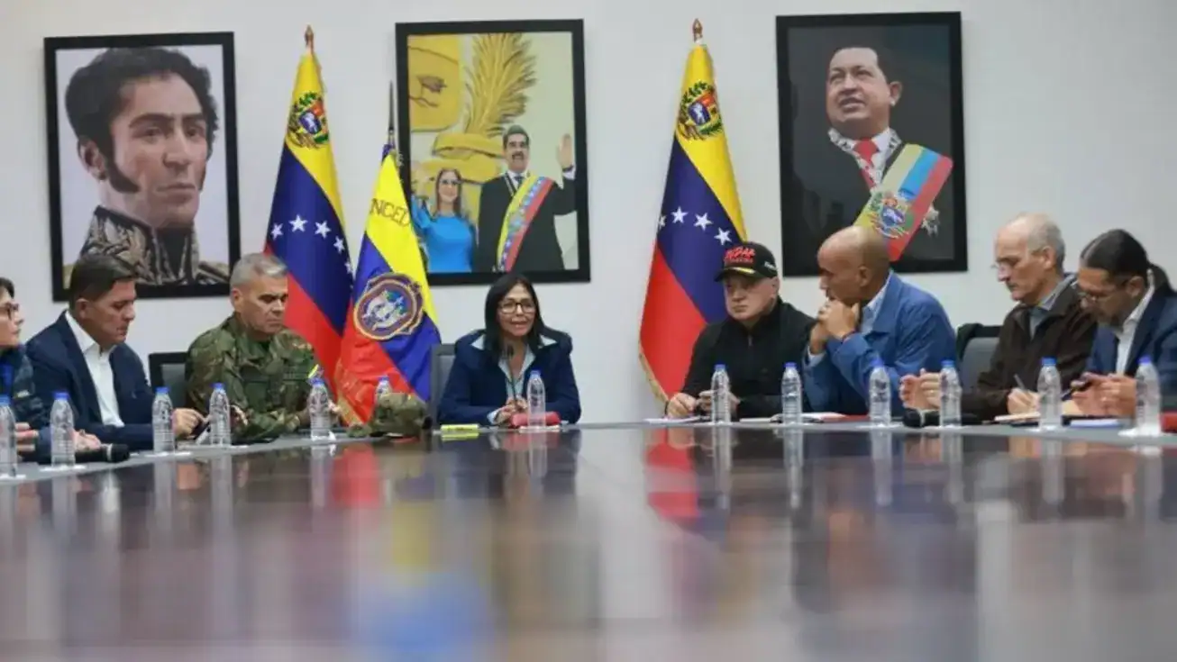 Delcy Rodríguez, presidente interina da Venezuela, em pronunciamento oficial