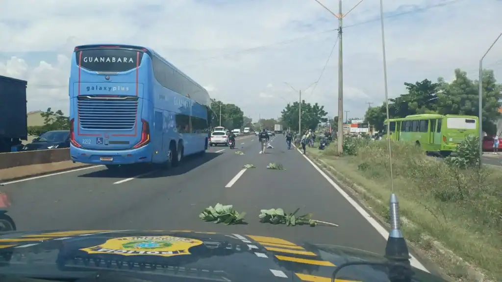 Rodovia BR-316 em Teresina, Piauí, com fluxo de veículos. Imagem ilustrativa do local de atropelamento fatal de idoso.