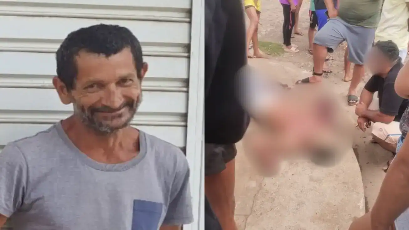 Polícia Militar isola com fita amarela a cena do crime onde um homem foi morto a facadas em Esperantina, Piauí.
