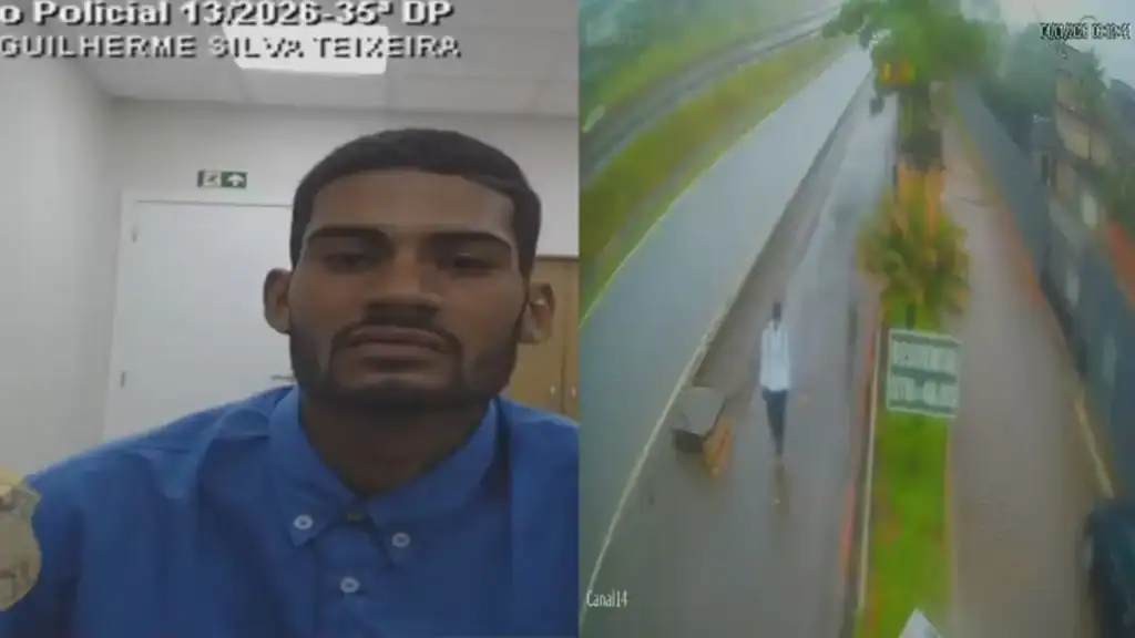 Guilherme Silva Teixeira, suspeito de assassinar professor João Emmanuel, caminhando em Sobradinho II antes do crime.