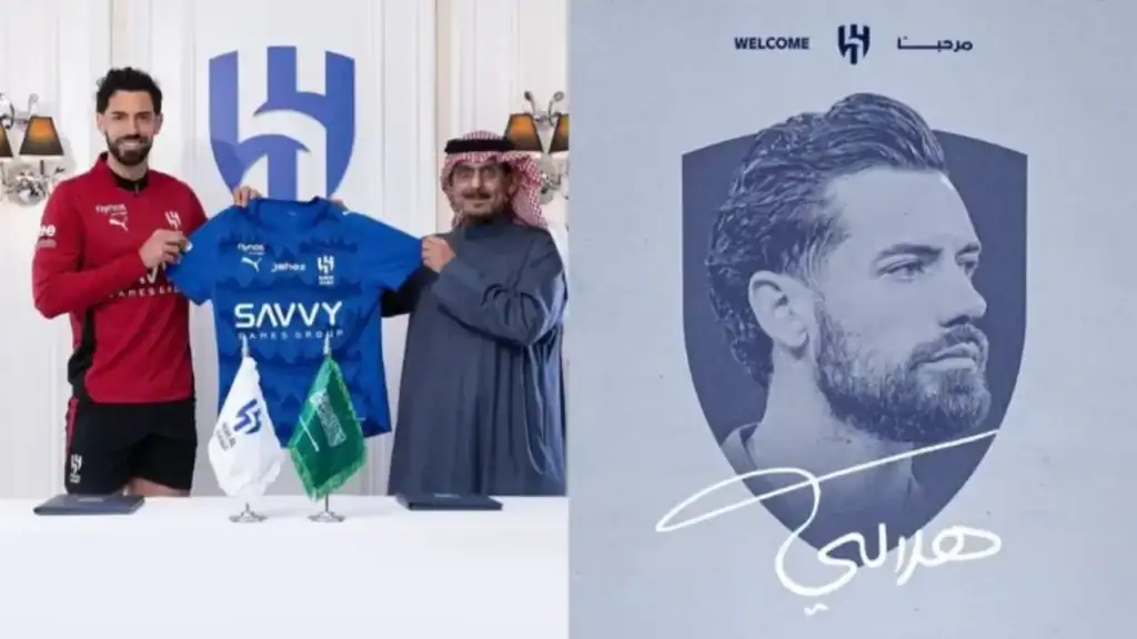 Pablo Marí, zagueiro ex-Flamengo, com a camisa do Al Hilal após assinar contrato na Arábia Saudita.