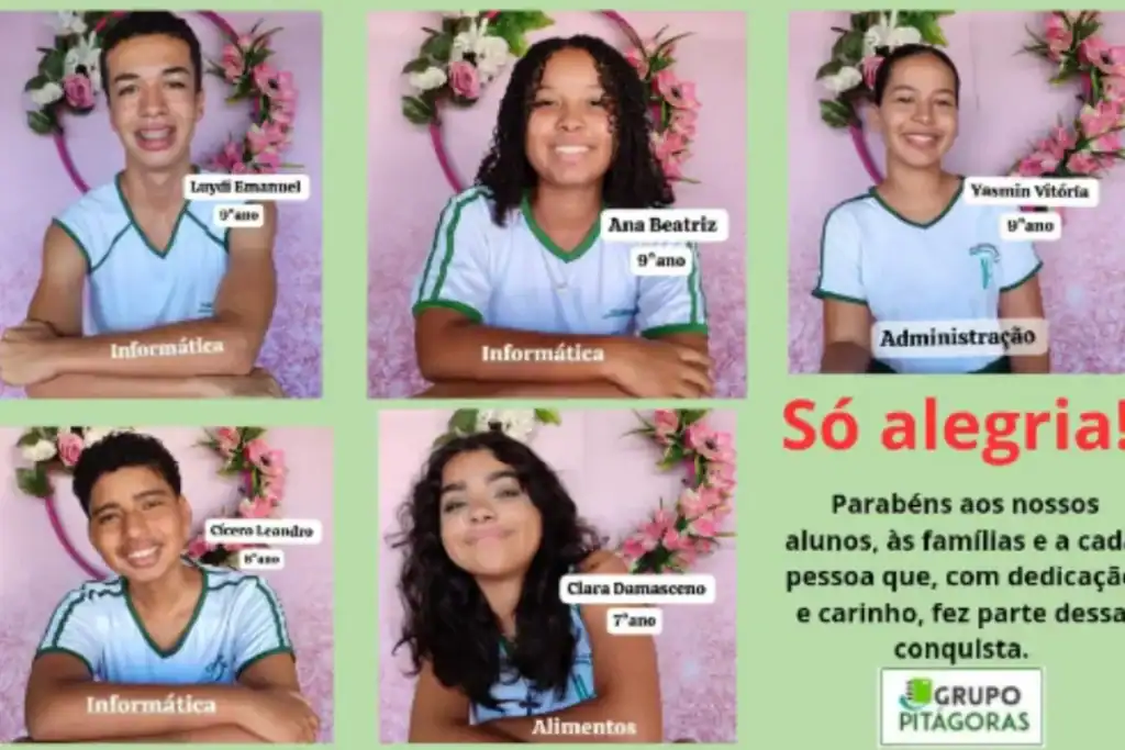 Cinco alunos da Escola Pitágoras II de Amarante aprovados no IFPI Angical para o curso Técnico em Alimentos.