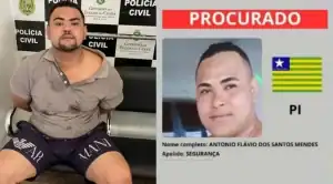 Antônio Flávio Mendes, criminoso procurado do Piauí, detido pela Polícia Militar no Ceará.