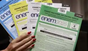 Tela de computador exibindo a Página do Participante do Enem com opção de login gov.br para consulta de notas.